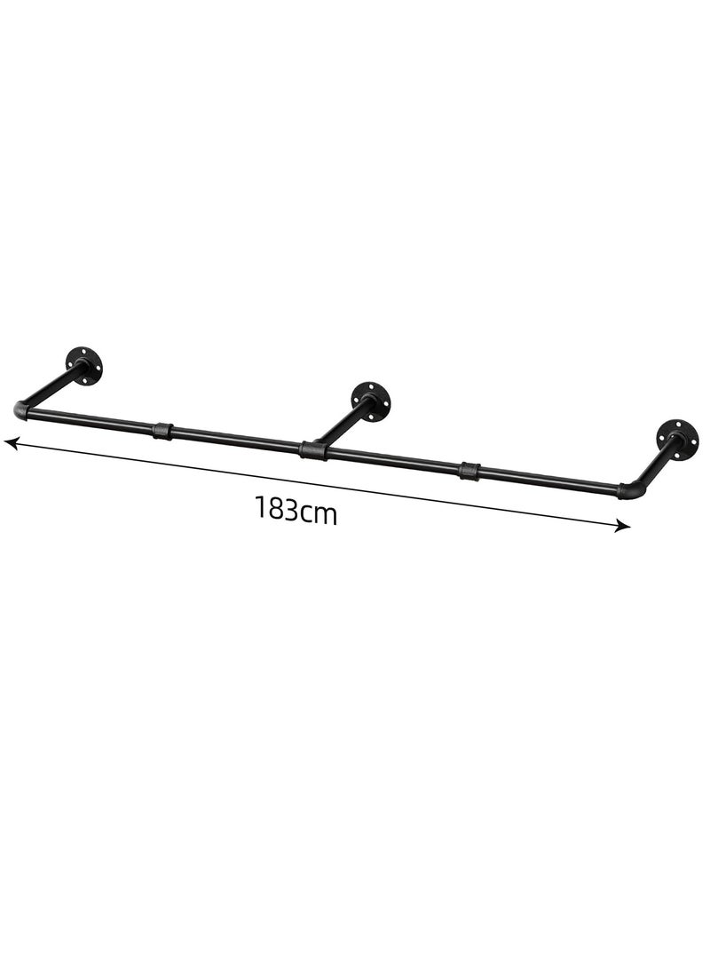 XiuWoo Industrial Pipe Wall Mounting Clothes Rack, Removable Retro Metal Clothes Rail,  Heavy Duty Clothes Rail, Bathroom Towel Holder, Hanging Clothes Rods for Bathroom, Bedroom - Image 3