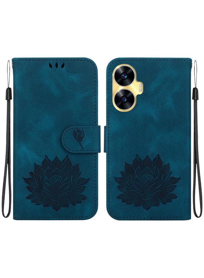 S-TOP Case For Realme C55 / Narzo N55 Lotus Embossed Leather Phone Case - Image 1