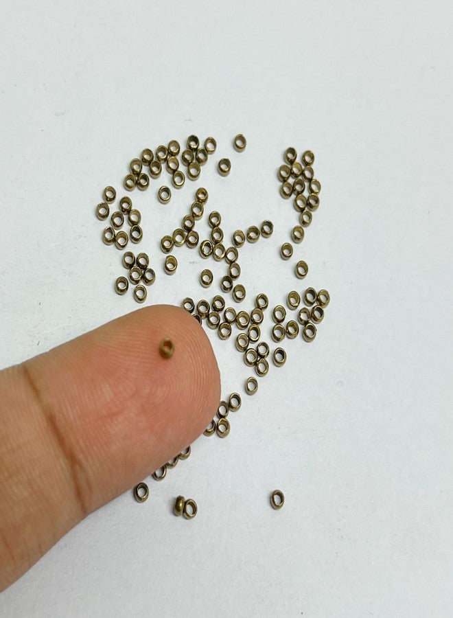 Excellentcrafts 2mm Brass Crimp Beads � Metal Round Spacer Stopper Beads for DIY Jewellery Making (100pcs Pack) (Antique) - Image 3