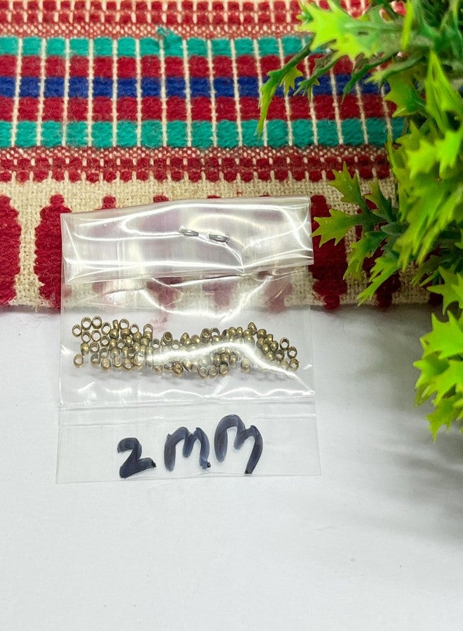 Excellentcrafts 2mm Brass Crimp Beads � Metal Round Spacer Stopper Beads for DIY Jewellery Making (100pcs Pack) (Antique) - Image 5