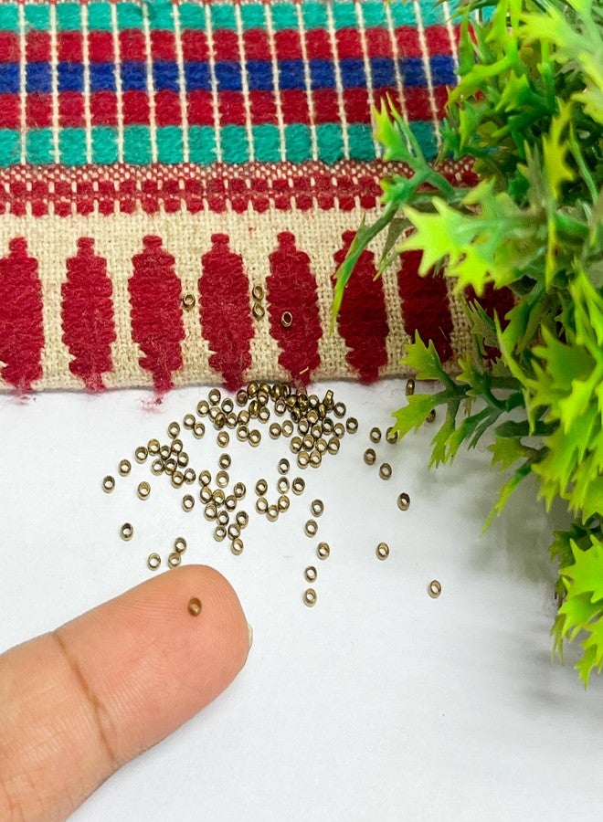 Excellentcrafts 2mm Brass Crimp Beads � Metal Round Spacer Stopper Beads for DIY Jewellery Making (100pcs Pack) (Antique) - Image 2