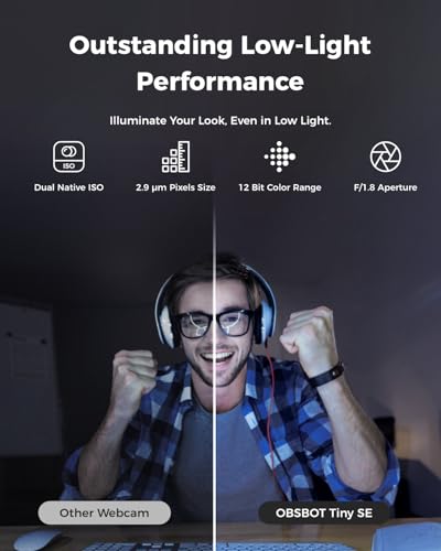 OBSBOT Tiny SE AI-Powered PTZ Camera, FHD 1080p@100FPS | 1/2.8″ Sensor, AI Auto Tracking, Gesture Control, 4X Zoom, Staggered HDR, Noise-Cancelling Mic | Webcam for Streaming & Video Calls - Image 5