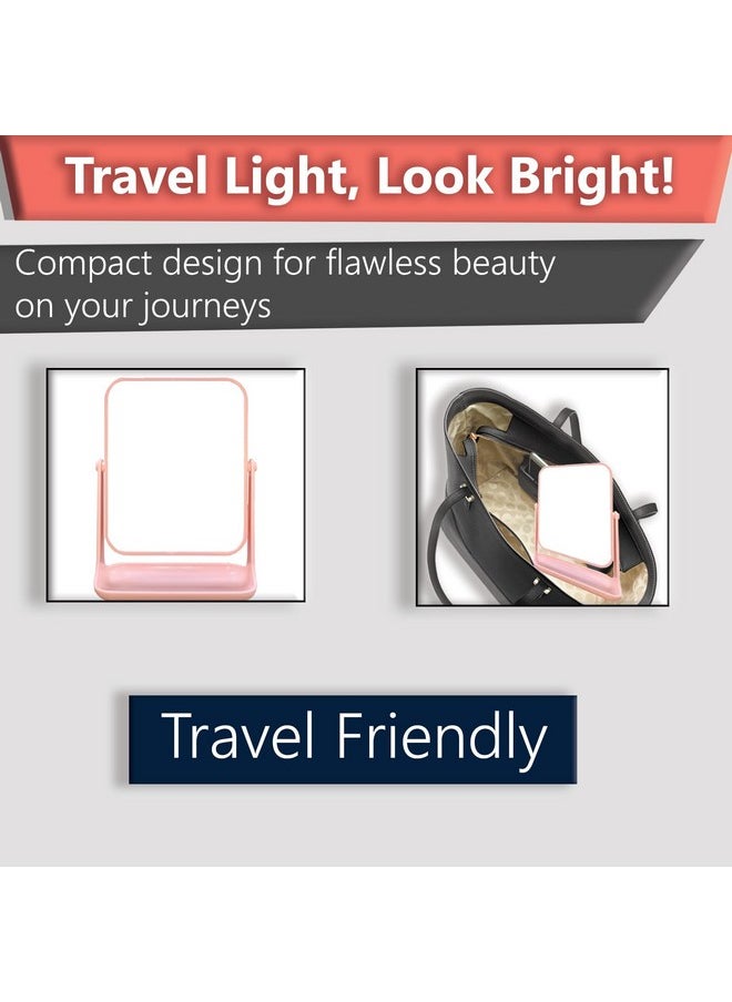 Temperia - Temperia Magnifying Table Makeup Mirror with Stand - Small Vanity Concave Portable Foldable Travel Zoom Mirror for Face, Make Up, Desk, Shaving, Hostel - Premium, Ergonomic Design Mix Colour (MN06) - Image 1