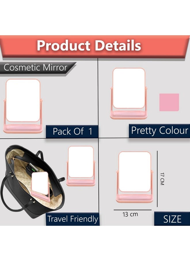 Temperia - Temperia Magnifying Table Makeup Mirror with Stand - Small Vanity Concave Portable Foldable Travel Zoom Mirror for Face, Make Up, Desk, Shaving, Hostel - Premium, Ergonomic Design Mix Colour (MN06) - Image 1