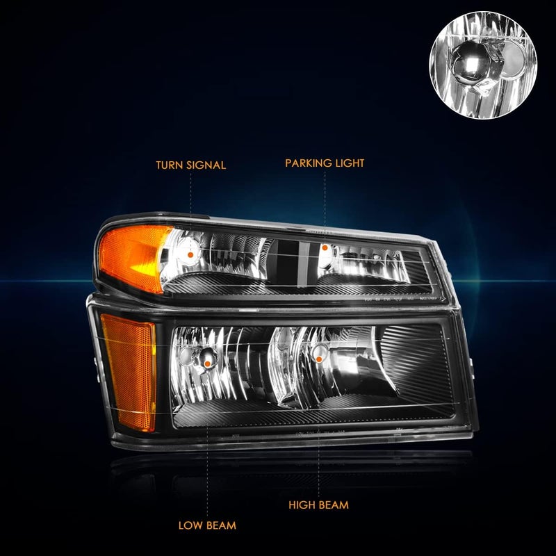 PM PERFORMOTOR 4Pcs-Set Black Housing Amber Corner Headlights with Signal Lights for 04-12 Colorado/Canyon - Image 2
