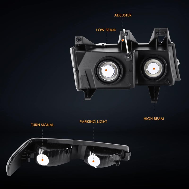 PM PERFORMOTOR 4Pcs-Set Black Housing Amber Corner Headlights with Signal Lights for 04-12 Colorado/Canyon - Image 4