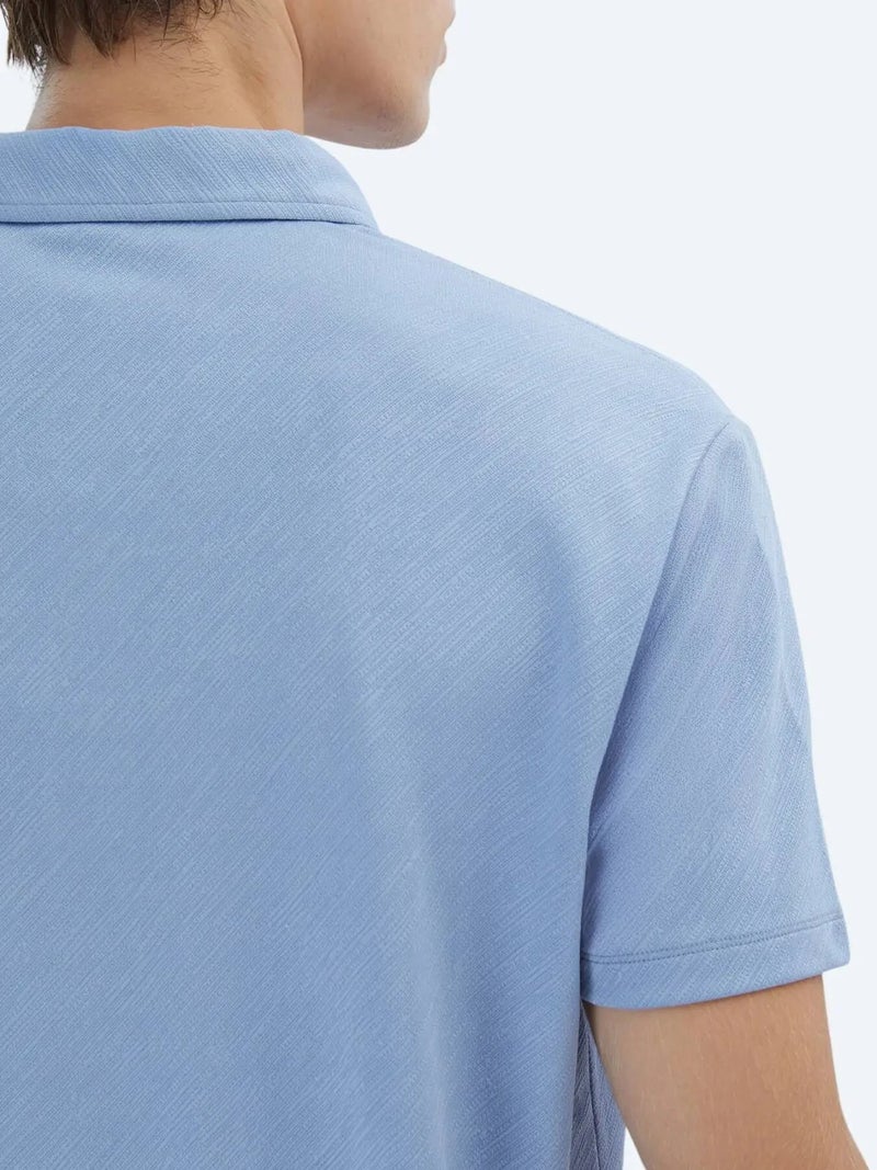 كيب تيشيرت بولو أزرق بنقشة الجاكار - Image 5