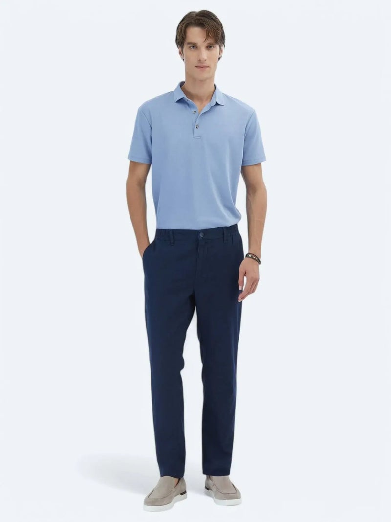 كيب تيشيرت بولو أزرق بنقشة الجاكار - Image 3