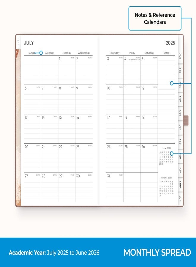 Blue Sky 2025-2026 Weekly and Monthly Academic Year Planner Calendar, July 2025 - June 2026, 5" x 8", Faux Leather Hard Cover, Bookbound, Laminated Tabs, Storage Pocket, Soft Brown - Image 4