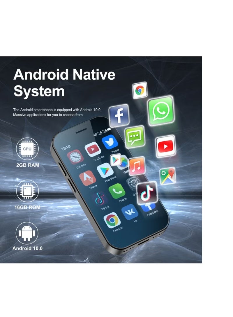 Hope Ultra-Compact Mini Smartphone – Lightweight HD Display, Dual SIM, Face Unlock, Portable Pocket Mobile (Black) - Image 2