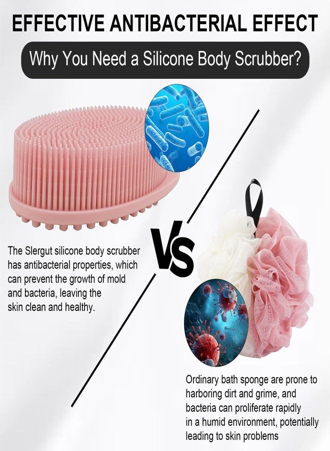 Slergut Soft Silicone Body Scrubber, 2 PCS Exfoliating Silicone Loofah, Body Scrubber Shower Brush Exfoliating and Massage 2 in 1, Bath Shower Brush for Cleaning Sensitive Skin Kids Women Men, Lather Well - Image 2