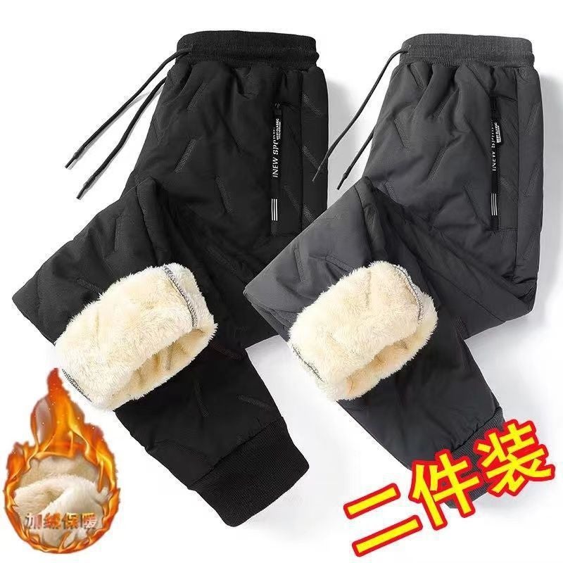 Winter Men's Lamb Velvet Thickened Pants Men's Outdoor Loose plus size Pants Windproof Warm Casual Pants Thickened - Image 2