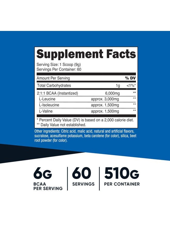 Nutricost مسحوق BCAA (برتقال مانجو، 60 حصة) - نسبة مثالية 2:1:1، خالي من الجلوتين، غير معدّل وراثيًا، نباتي - Image 2