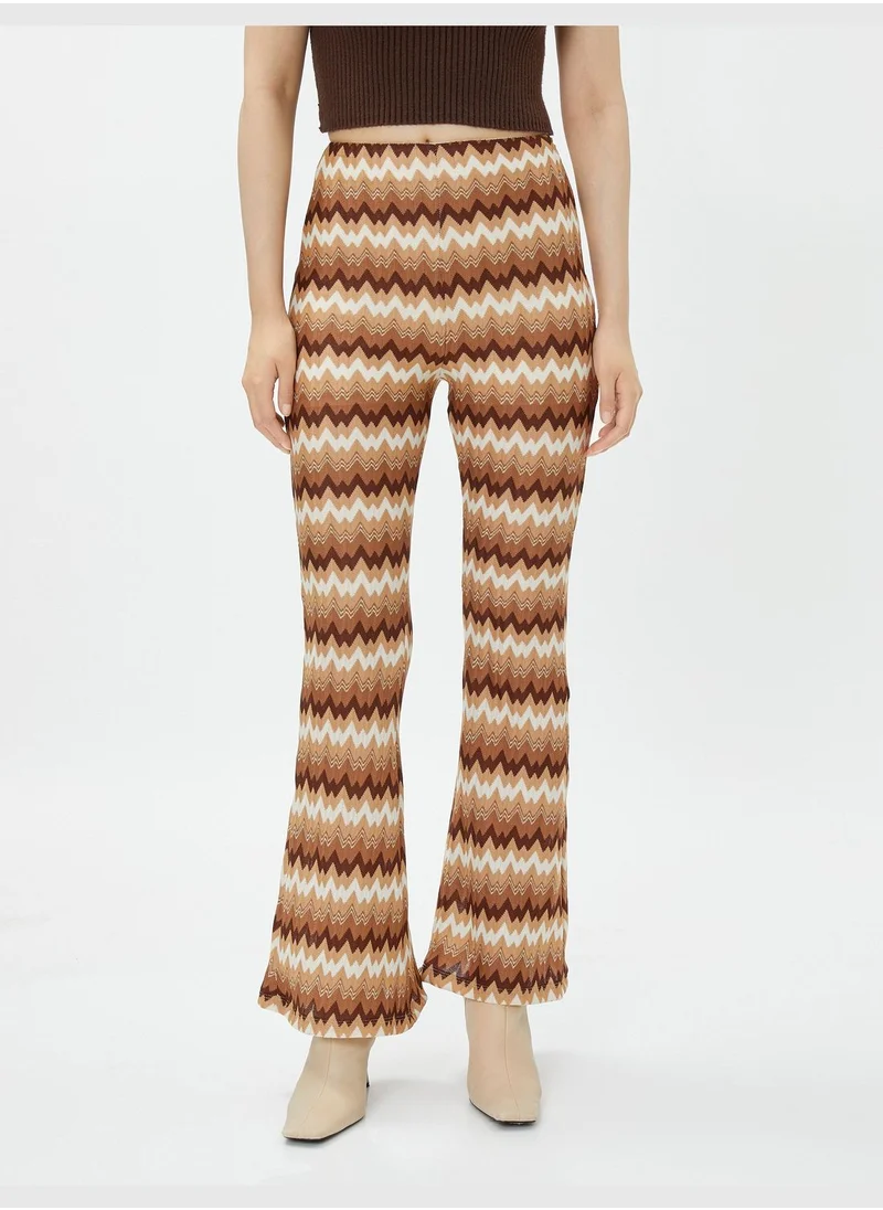 كوتون Medium Rise Tricot Flare Trousers