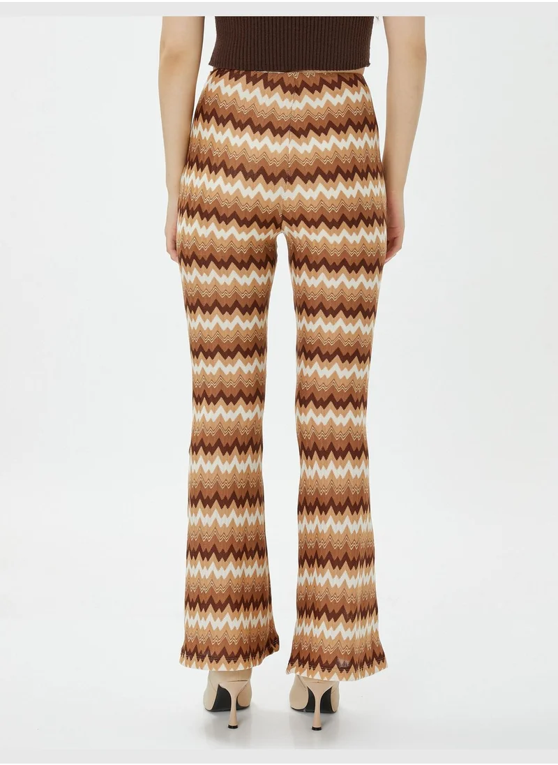 كوتون Medium Rise Tricot Flare Trousers