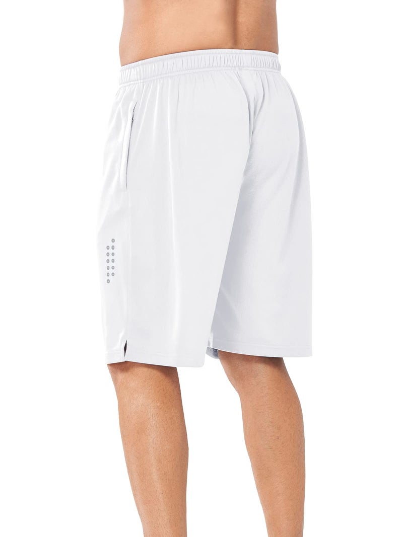 NORTHYARD Men's 10" Athletic Basketball Shorts Workout Gym Quick Dry Shorts Lightweight Mesh Training Shorts for Men Exercise White - Image 3