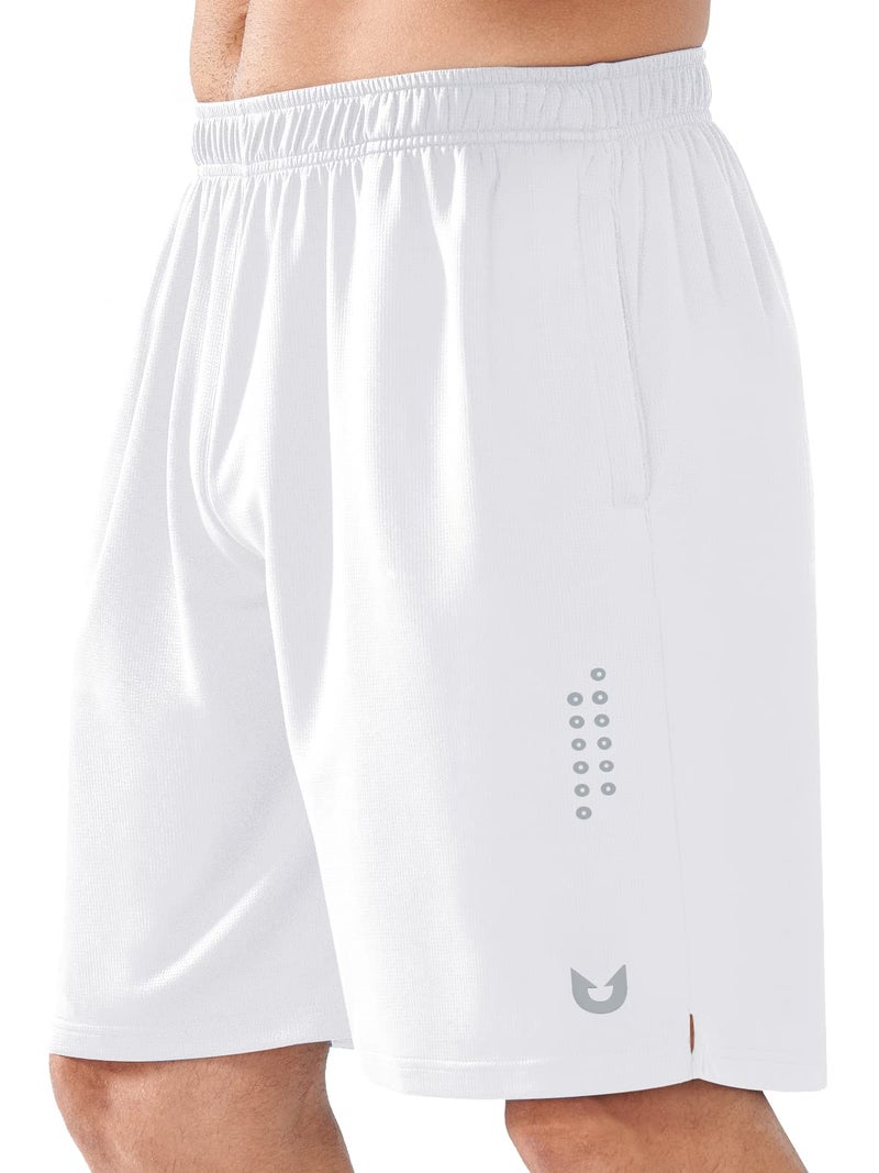 NORTHYARD Men's 10" Athletic Basketball Shorts Workout Gym Quick Dry Shorts Lightweight Mesh Training Shorts for Men Exercise White - Image 5