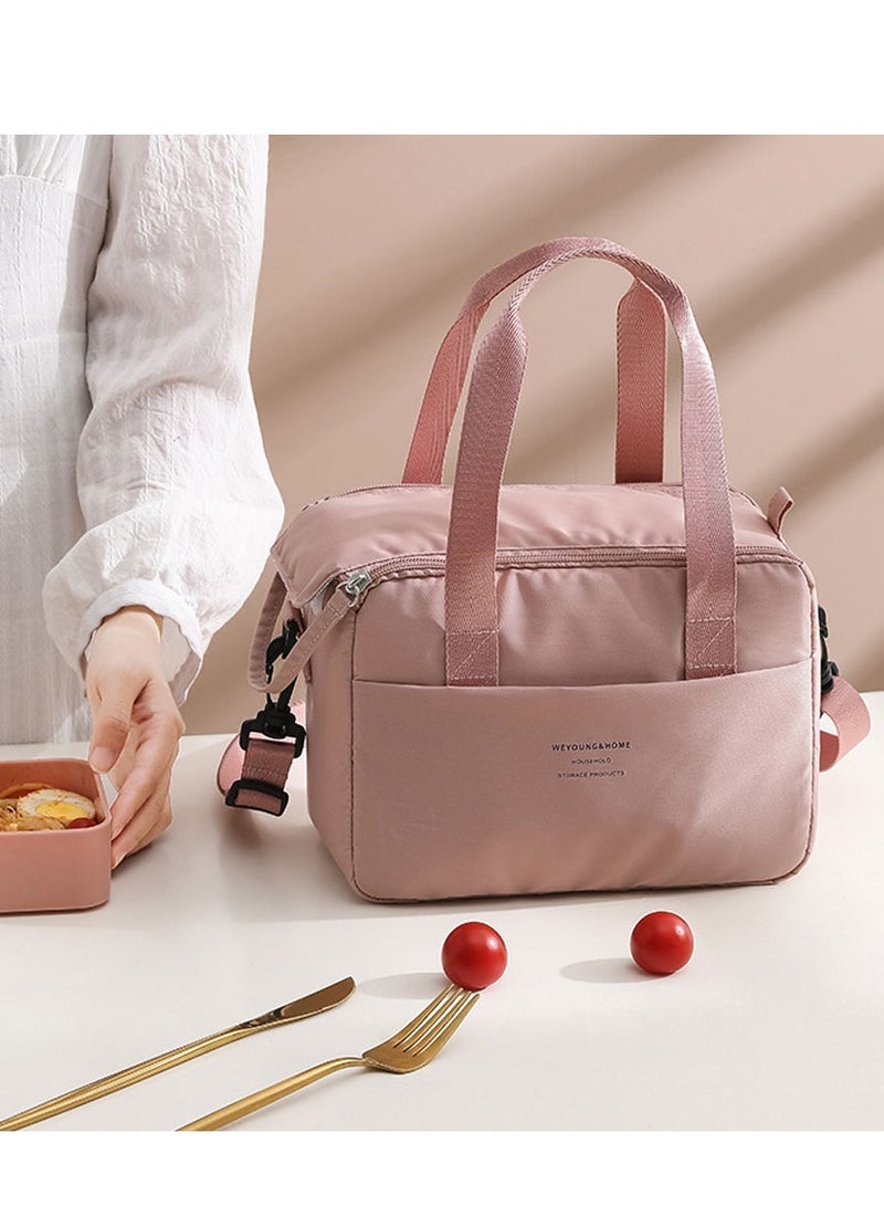 Aurrako Lunch Box Bag for Women Adults Men with Adjustable Shoulder Strap,Reusable Cute Lunch Pail bag for Lunch Box - Leakproof, Insulated Lunch Box Tote with Large Capacity, Cooler Lunch Container for Work/Travel/Office (Pink) - Image 1