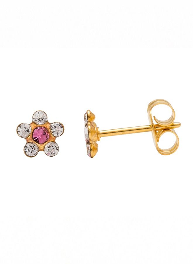 ستوديكس حلق الأذن ديزي أبريل كريستال أكتوبر روز  مطلي بالذهب الخالص24  قيراط - Image 3