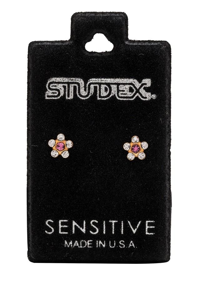 ستوديكس حلق الأذن ديزي أبريل كريستال أكتوبر روز  مطلي بالذهب الخالص24  قيراط - Image 5