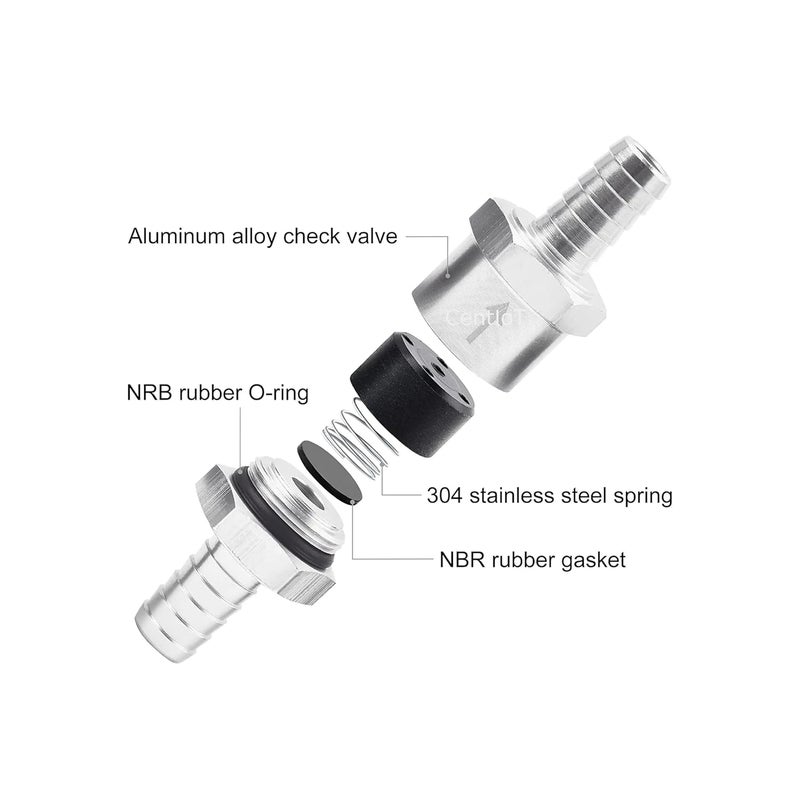 CentIoT - One-Way Non-Return Inline Check Valve - Aluminium Alloy with NBR valve - for fuel Petrol Diesel (12MM) - Image 5