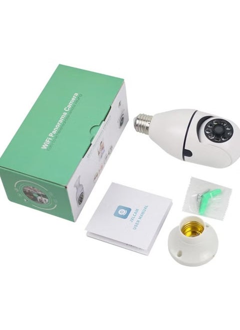 Wireless WiFi Panorama Light Bulb Security Camera for Outdoor & Indoor Use – 1080P HD Smart Home CCTV with Night Vision, Motion Detection, 2-Way Audio, Remote Viewing via Mobile App, Easy Installation, 360° Coverage, Smart Surveillance System