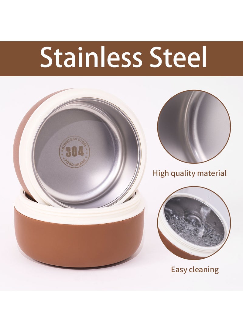 LKTOCAFT Lunch Box For Adults, Stainless Steel Insulated Lunch Box With Bag, Portable Bento Box With 3 Pcs Leak-Proof  Food Container, Microwave And Dishwasher Safe, Work And Picnic, Brown  - Image 2