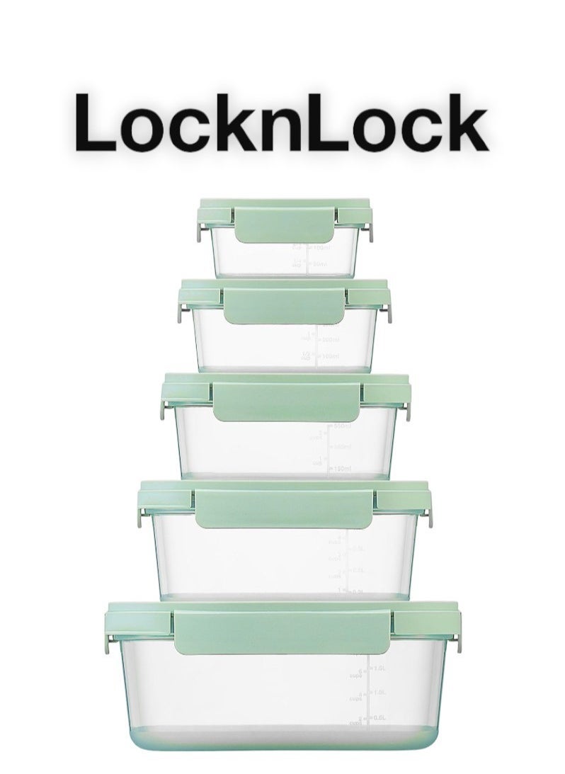 LOCK & LOCK - LocknLock Nestopia Set of 5 Containers (230ml, 500ml, 920ml, 1.6L, 2.7L) - Airtight, Microwave & Freezer Safe, Made in Vietnam - Image 1