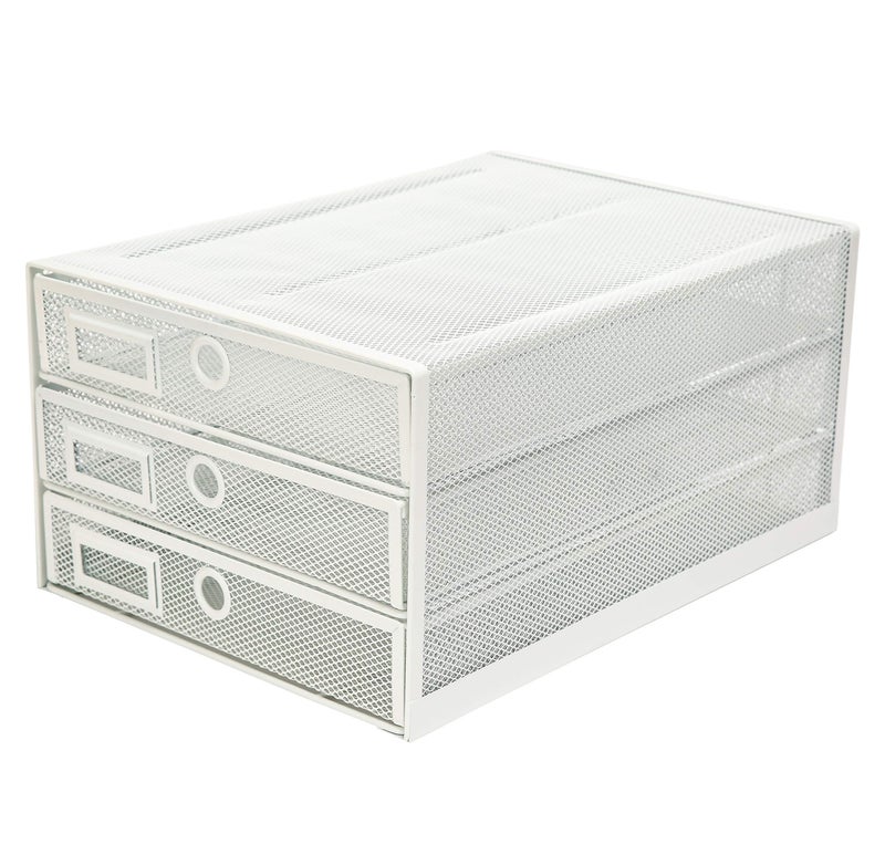 Exerz Paper Sorter 3 Drawer Wire Mesh A4 Desk Multifunctional Desk OrganiserMultiLayer Letter Tray for Documents Magazines Notebooks and Letter White - Image 2
