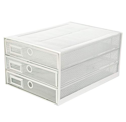 Exerz Paper Sorter 3 Drawer Wire Mesh A4 Desk Multifunctional Desk OrganiserMultiLayer Letter Tray for Documents Magazines Notebooks and Letter White - Image 1