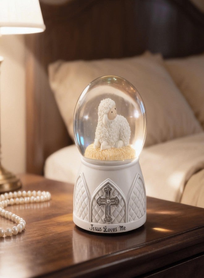 Mr.Winder Jesus Loves Me Snow Globe, Jesus White Lamb Baptism Music Box, Religious Gift for Pastors Girls Wife Girlfriends Friends Easter Birthday Present - Image 1