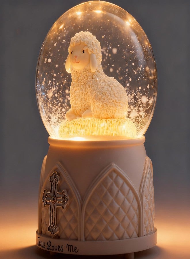Mr.Winder Jesus Loves Me Snow Globe, Jesus White Lamb Baptism Music Box, Religious Gift for Pastors Girls Wife Girlfriends Friends Easter Birthday Present - Image 4