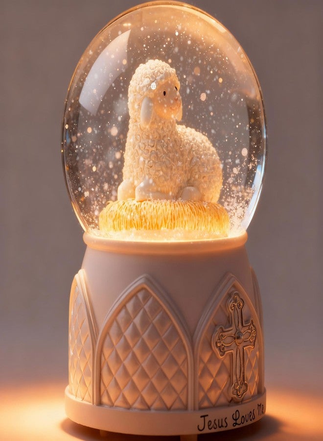 Mr.Winder Jesus Loves Me Snow Globe, Jesus White Lamb Baptism Music Box, Religious Gift for Pastors Girls Wife Girlfriends Friends Easter Birthday Present - Image 5
