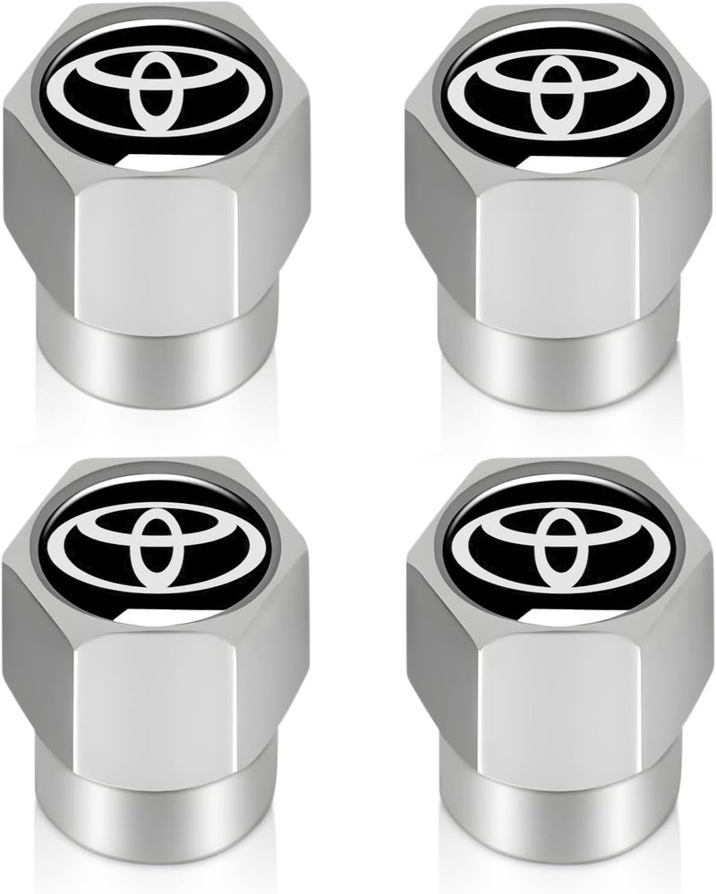 XIGRALUCK Tire Valve Stem Cap for Toyota Metal Tire Stem Cover with Belt O-Ring Air caps Sports Accessories 4 Pack Black - Image 1