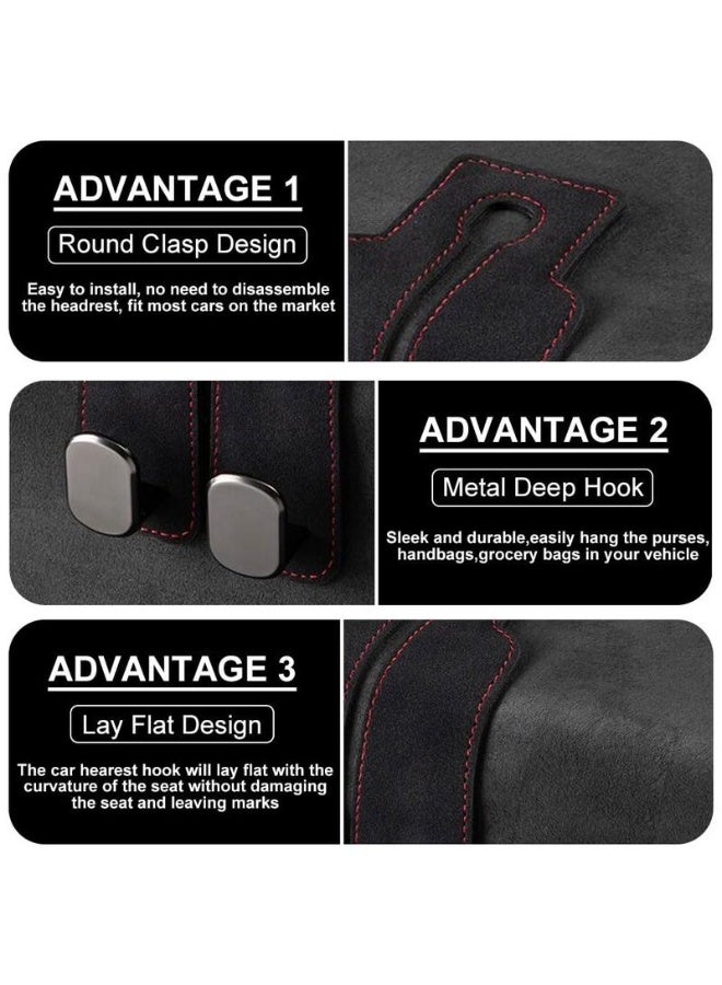 خطّافان لمساند مقاعد السيارة من الجلد الفاخر، خطافات متعددة الاستخدامات تناسب جميع أنواع السيارات (رمادي) - Image 2