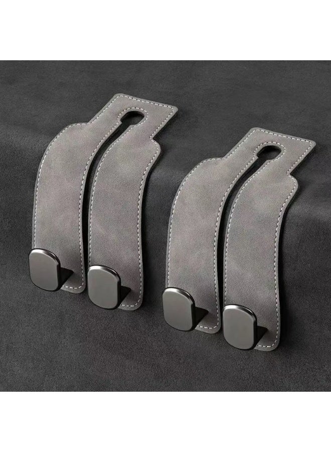 خطّافان لمساند مقاعد السيارة من الجلد الفاخر، خطافات متعددة الاستخدامات تناسب جميع أنواع السيارات (رمادي) - Image 1