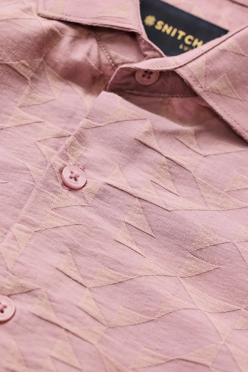 سنيتش Mauve Geometric Long Sleeve Slim Fit Luxe Shirt
