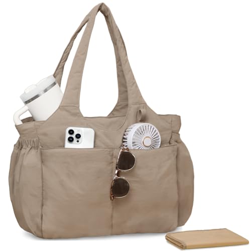 MOMINSIDE Diaper Bag Tote Hospital Bag Purse for Women, Large lightweight Baby Bag for Travel fits 40oz Tumbler for Travel,Nurse,Office with 13 pockets,changing pad,Brown - Image 1