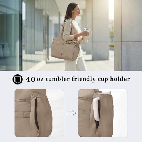 MOMINSIDE Diaper Bag Tote Hospital Bag Purse for Women, Large lightweight Baby Bag for Travel fits 40oz Tumbler for Travel,Nurse,Office with 13 pockets,changing pad,Brown - Image 5