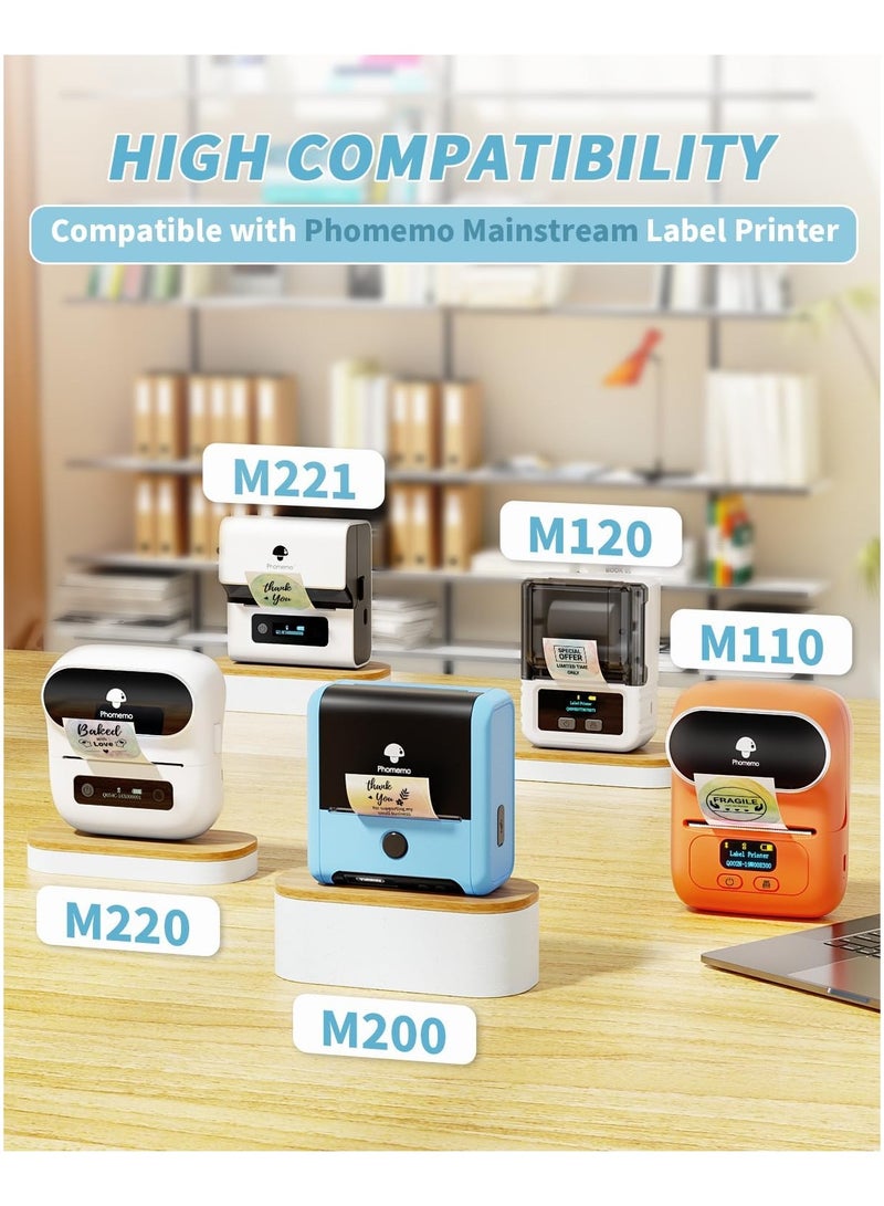 phomemo Thermal Sticker Labels 50mm×50mm(Inch 1.97"×1.97") - 150/Roll, Compatible with M110/M120/M150/M200/M220/M221 Printer,Label for Small Business, Home, Office (Black on White) - Image 2