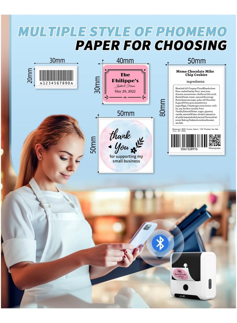 phomemo Thermal Sticker Labels 50mm×50mm(Inch 1.97"×1.97") - 150/Roll, Compatible with M110/M120/M150/M200/M220/M221 Printer,Label for Small Business, Home, Office (Black on White) - Image 3