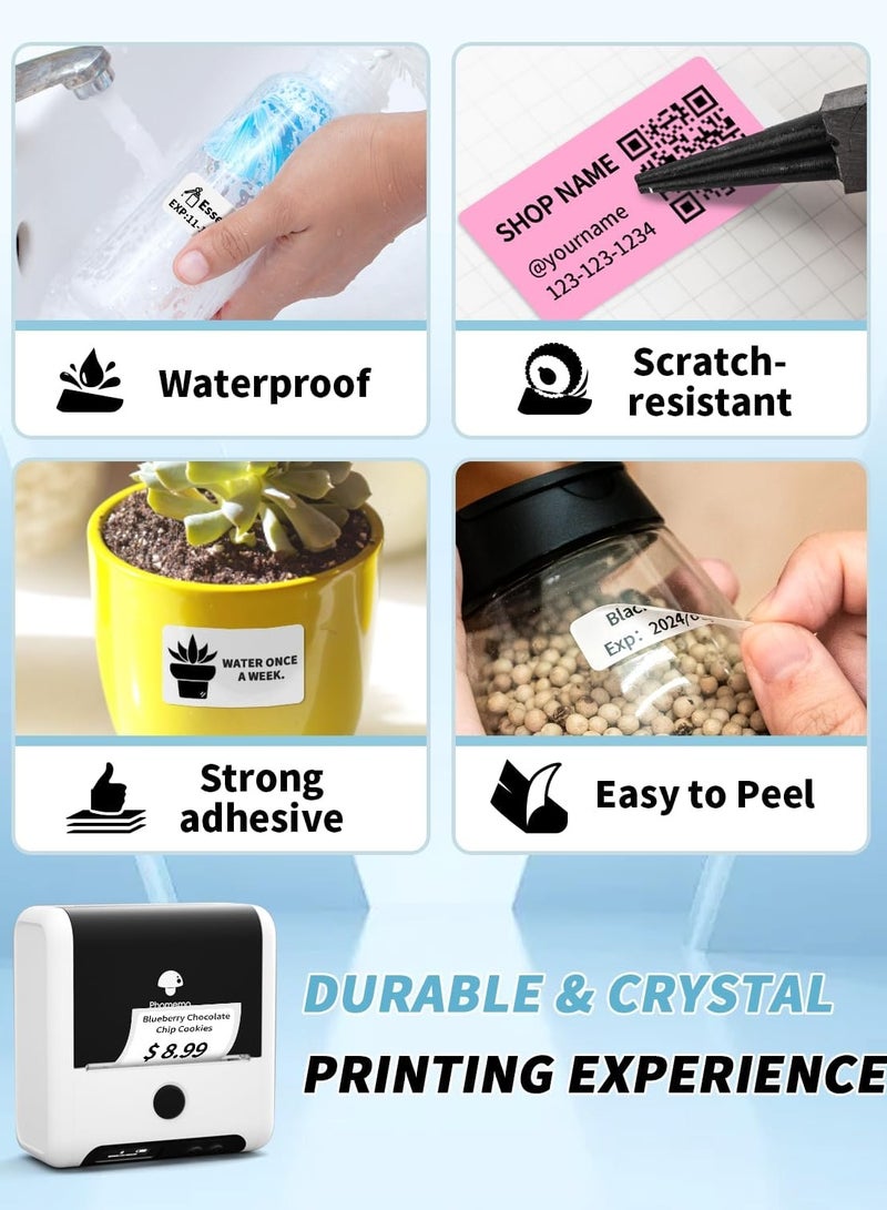 phomemo Thermal Sticker Labels 50mm×50mm(Inch 1.97"×1.97") - 150/Roll, Compatible with M110/M120/M150/M200/M220/M221 Printer,Label for Small Business, Home, Office (Black on White) - Image 4