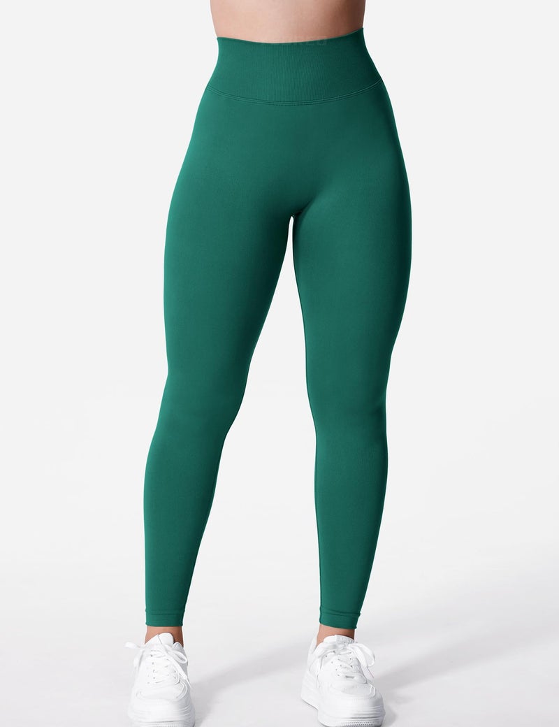 YEOREO Liz Scrunch Workout Leggings for Women High Waisted Butt Lifting V Back Waist Seamless Gym Yoga Leggings Forest Green S - Image 2