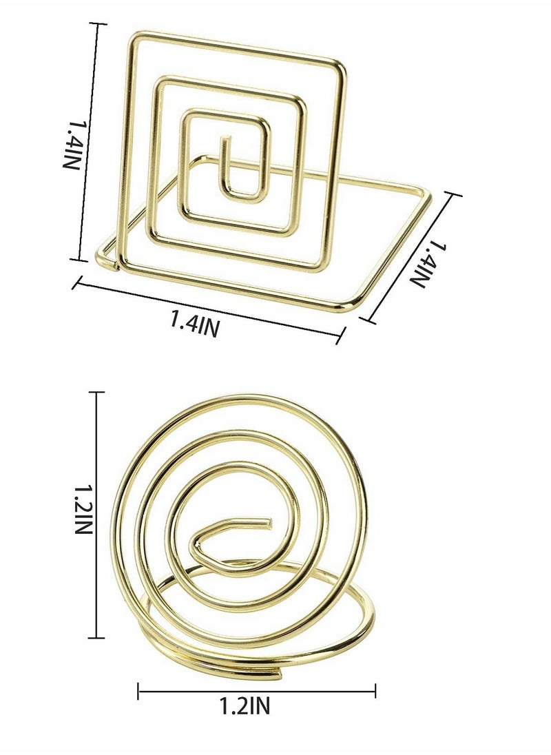 SYOSI - 40 Pack Place Card Holders, Small Table Card Holder, Cute Table Number Holder, Name Card Memo Note Holder, Wire Picture Photo Clip Stands, Great for Weddings, Dinner Parties, Buffets, Gold - Image 1