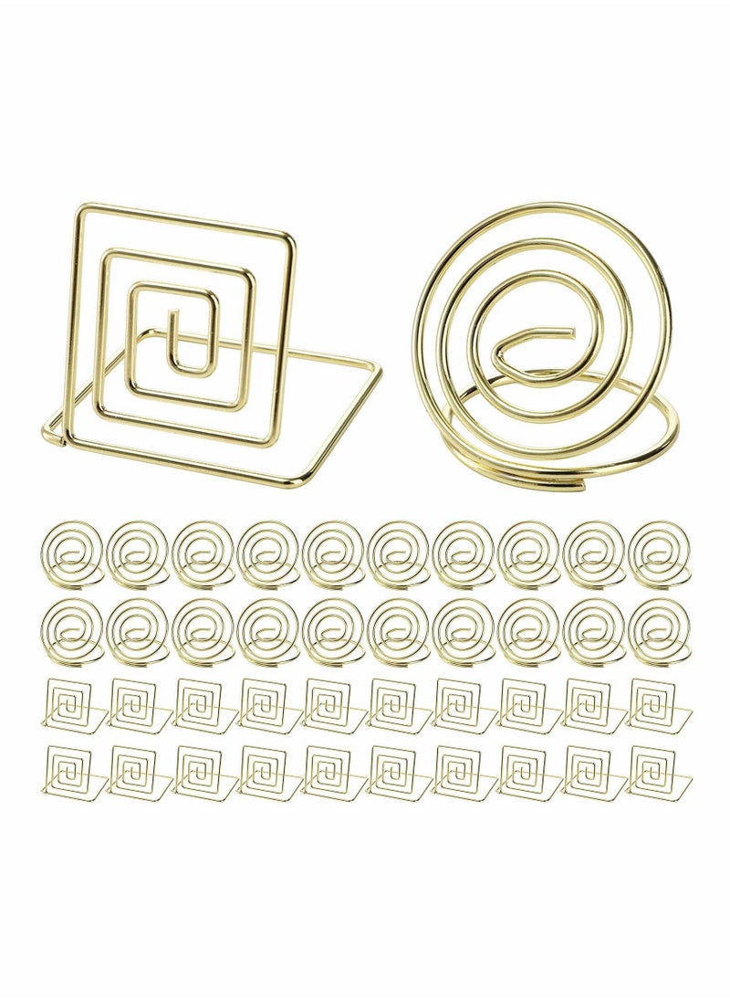 SYOSI - 40 Pack Place Card Holders, Small Table Card Holder, Cute Table Number Holder, Name Card Memo Note Holder, Wire Picture Photo Clip Stands, Great for Weddings, Dinner Parties, Buffets, Gold - Image 1
