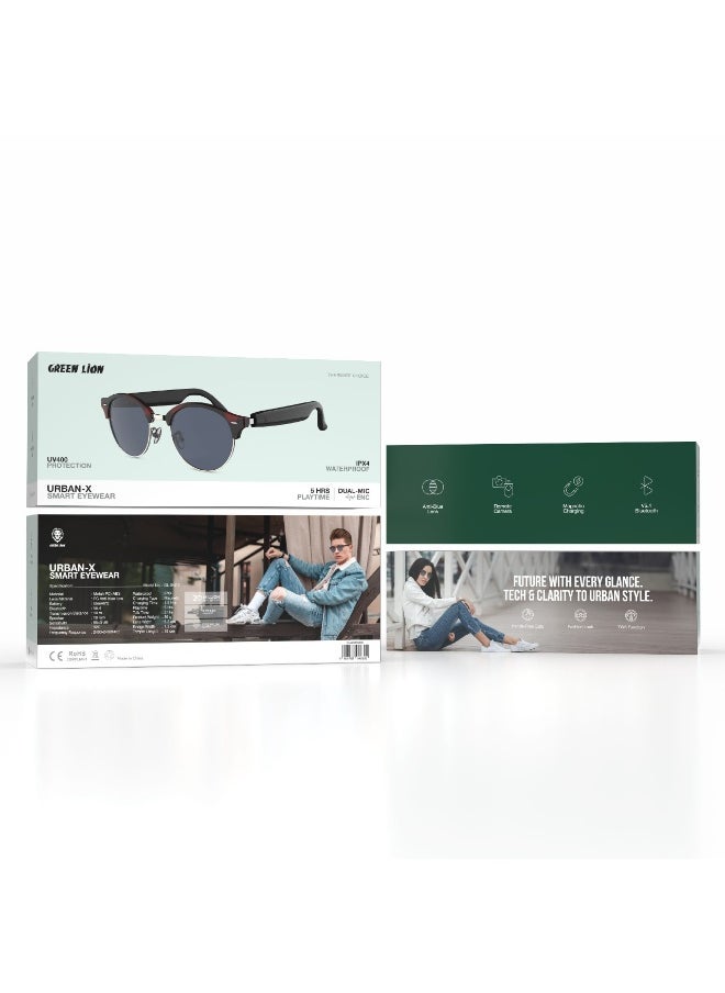 GREEN LION Urban-X Smart Eyewear with UV 400 Protection & TWS Function / 5H Playtime / ENC / Hands Free Calls / Bluetooth V5.4 / IPX4 Waterproof / Anti Blue Lens / Fashion Look / Magnetic Charging - Red  - Image 2