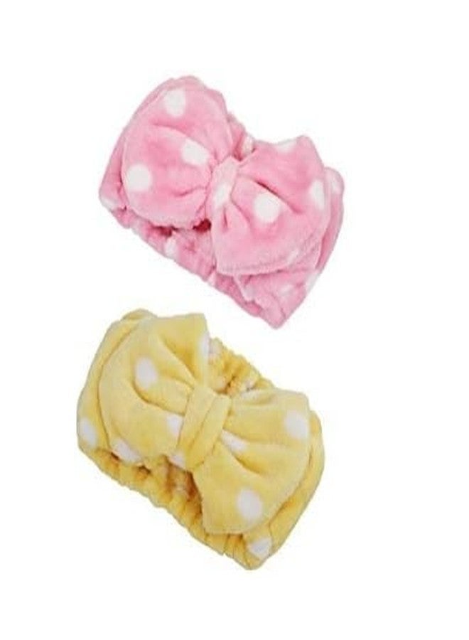 آي أيه أس ربطة رأس مخملية مرنة لطيفة مزينة بفيونكة، لتنظيف مكياج الوجه من IAS (عبوة من قطعتين) - متعددة الألوان - Image 1