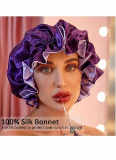 Large Satin bonnet for Curly Hair, Double Layer Reversible Silk