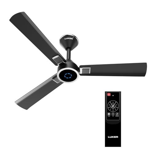 LUKER JVLuker USA Alpha Galaxy 1320mm BLDC Ceiling Fan with Remote, BEE 5 Star Rated Energy saving Fan Ceiling, High Air Delivery with LED Indicators, Matt Black Chrome Black, 3 Years Warranty - Image 1