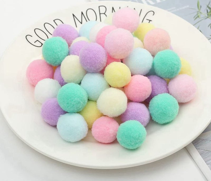 Joytata 100pcs 1 inch Mix Colorful Craft Pom Poms Balls for Hobby Supplies and DIY Creative Crafts, Party Decorations - Image 2